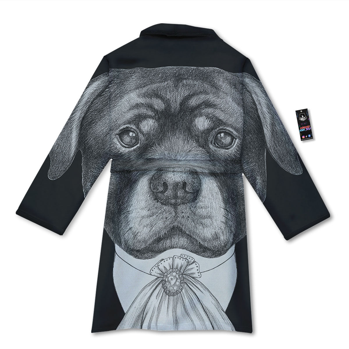 Portrait Rottweiler Vintage Print Bathrobe-grizzshop