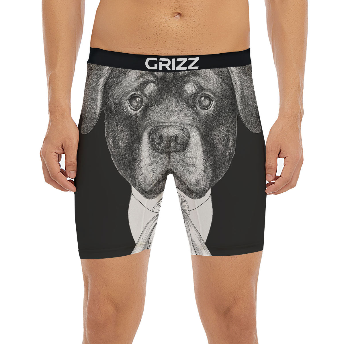Portrait Rottweiler Vintage Print Boxer Briefs-grizzshop
