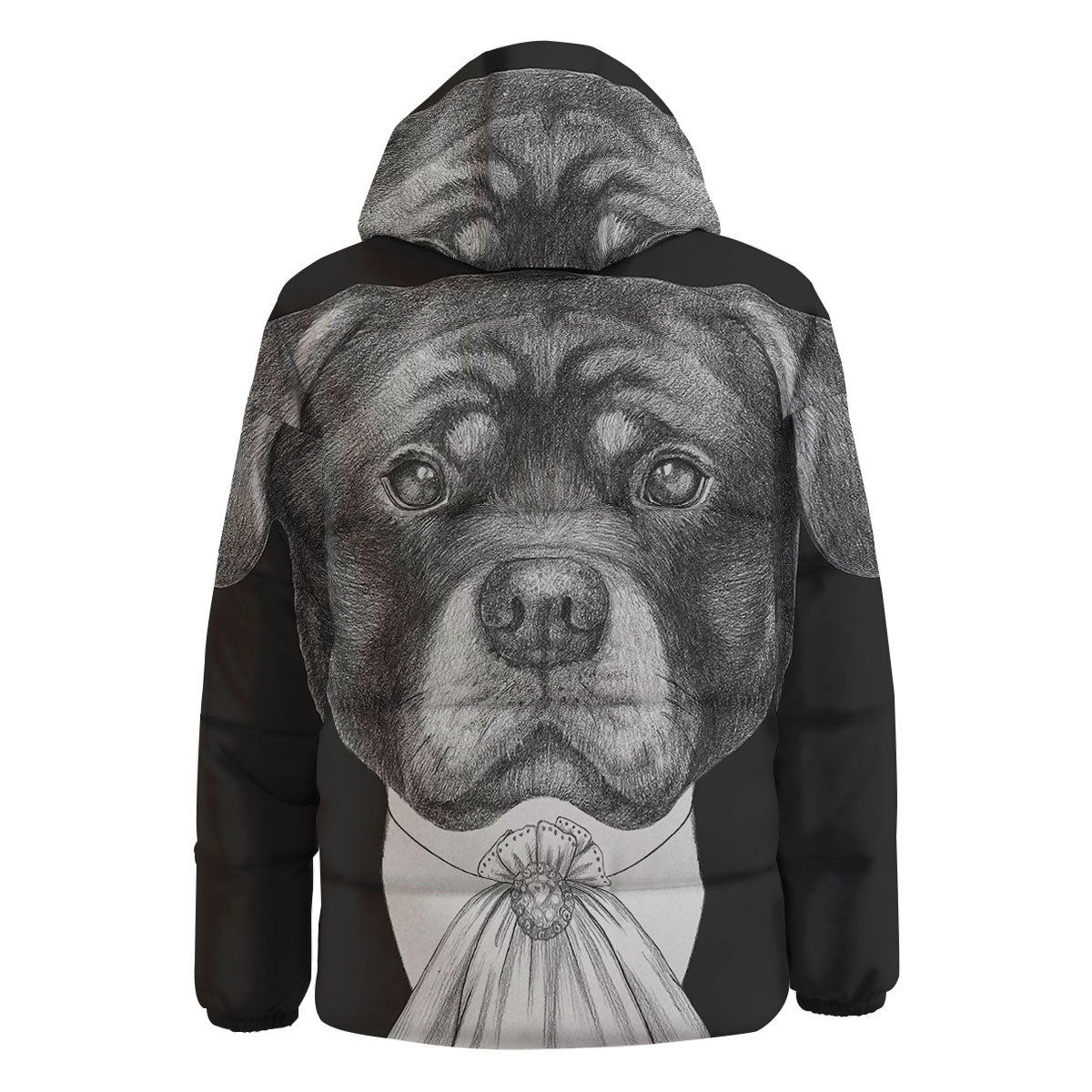 Portrait Rottweiler Vintage Print Down Jacket-grizzshop