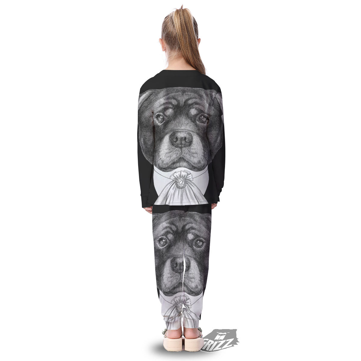 Portrait Rottweiler Vintage Print Kid's Pajamas-grizzshop