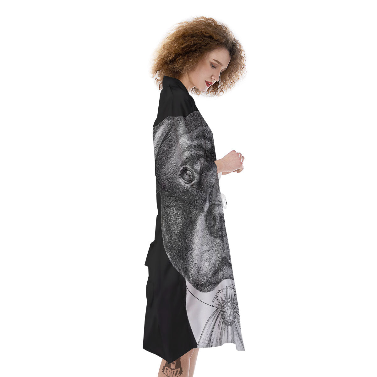 Portrait Rottweiler Vintage Print Kimono-grizzshop