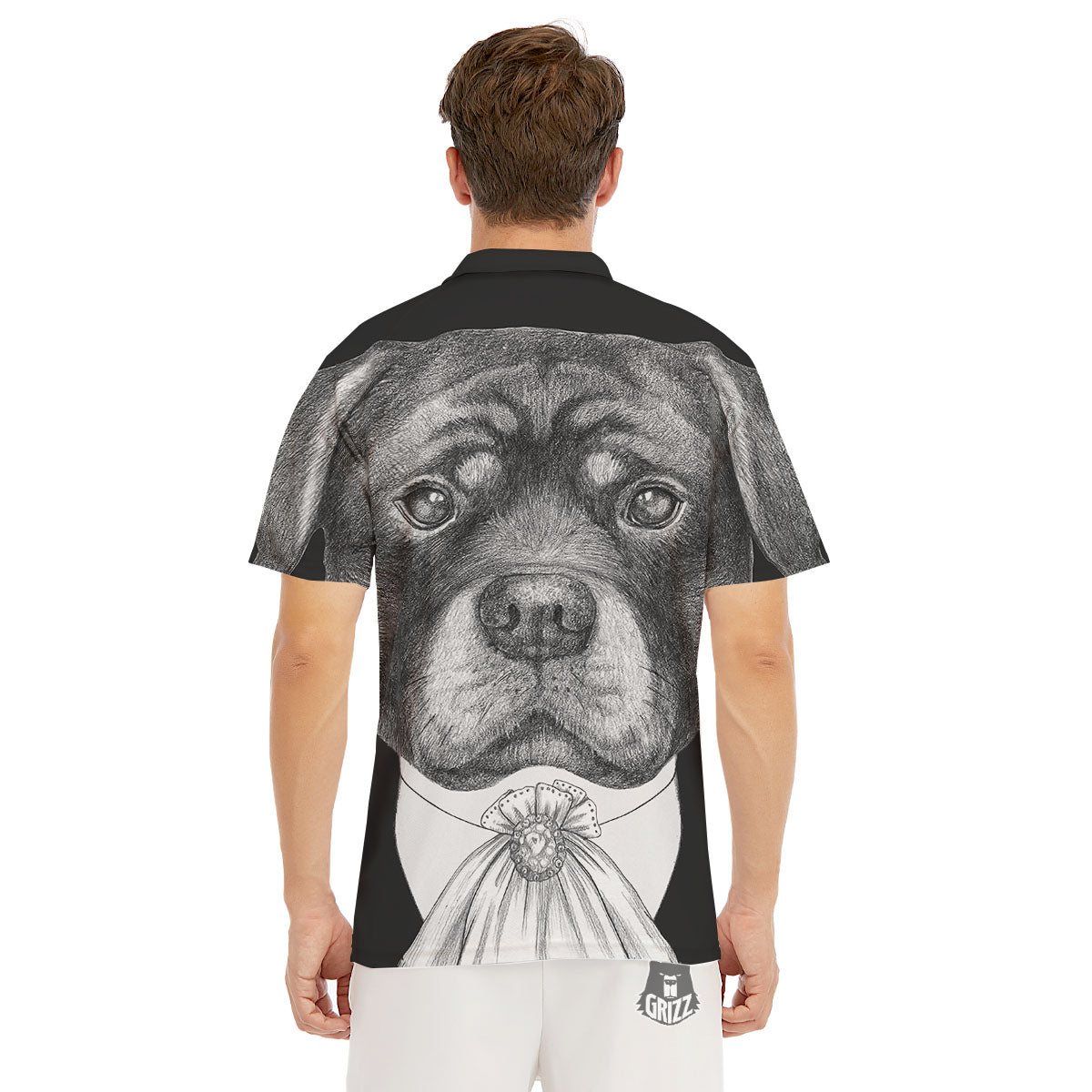 Portrait Rottweiler Vintage Print Men's Golf Shirts-grizzshop