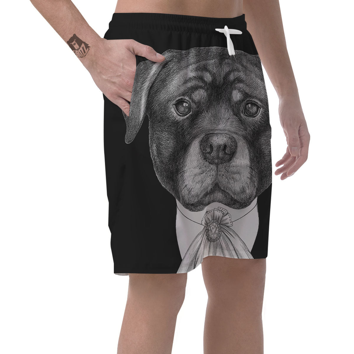 Portrait Rottweiler Vintage Print Men's Shorts-grizzshop
