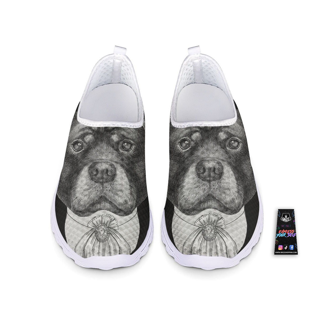 Portrait Rottweiler Vintage Print Nurse Shoes-grizzshop