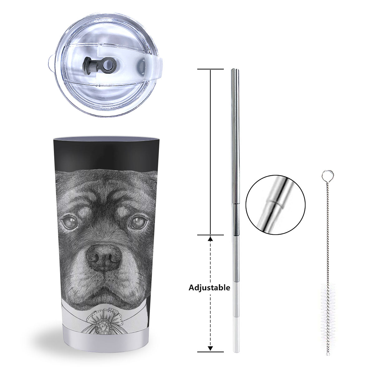 Portrait Rottweiler Vintage Print Tumbler-grizzshop