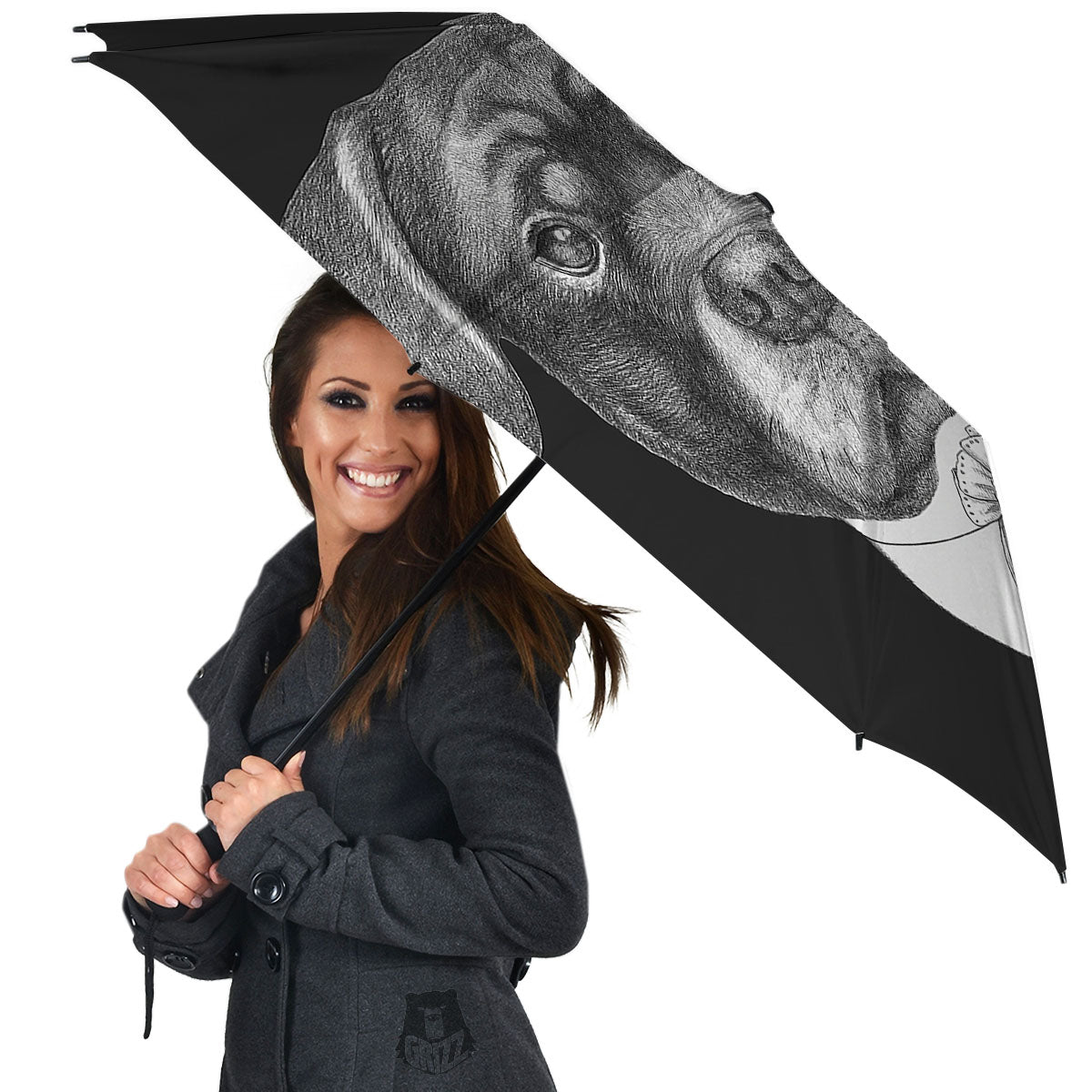 Portrait Rottweiler Vintage Print Umbrella-grizzshop