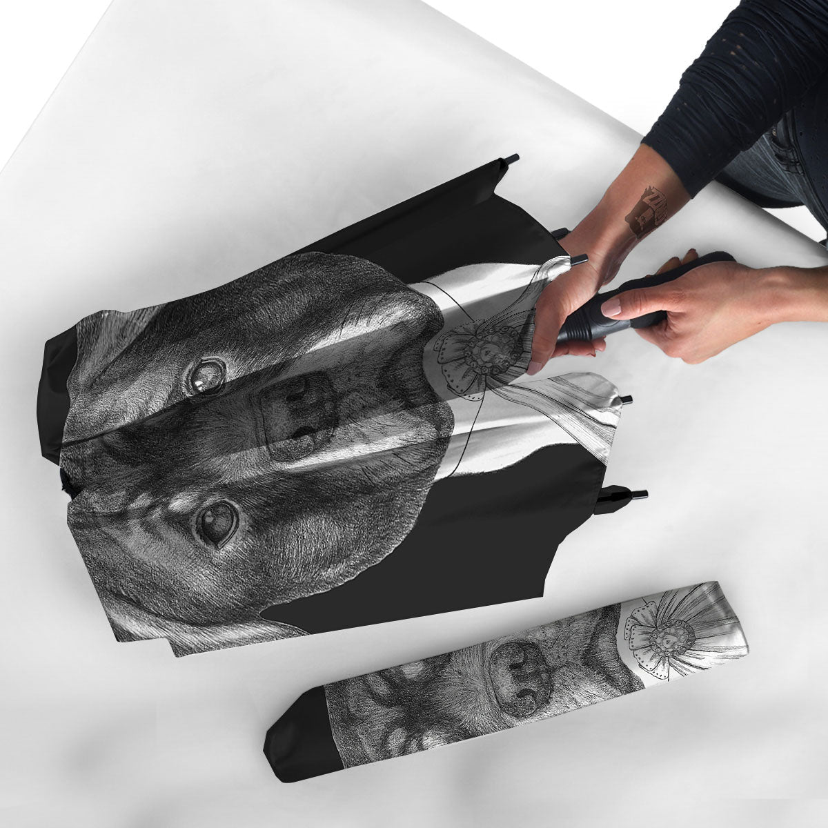 Portrait Rottweiler Vintage Print Umbrella-grizzshop