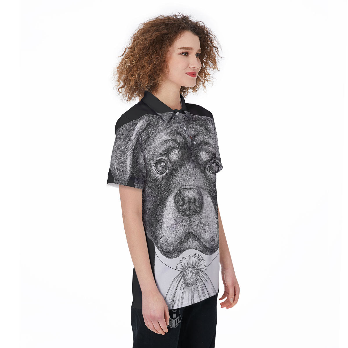 Portrait Rottweiler Vintage Print Women's Golf Shirts-grizzshop