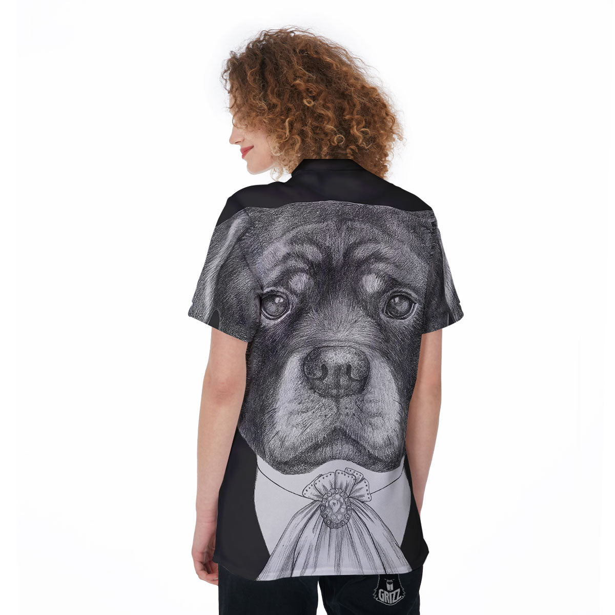 Portrait Rottweiler Vintage Print Women's Golf Shirts-grizzshop