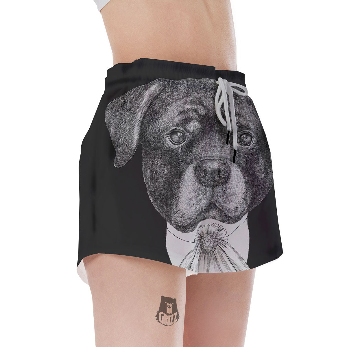 Portrait Rottweiler Vintage Print Women's Shorts-grizzshop