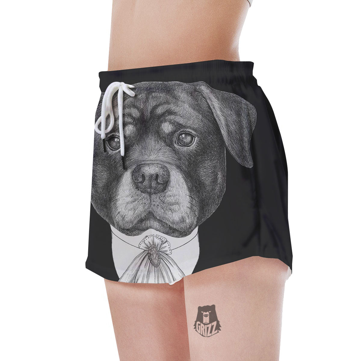 Portrait Rottweiler Vintage Print Women's Shorts-grizzshop