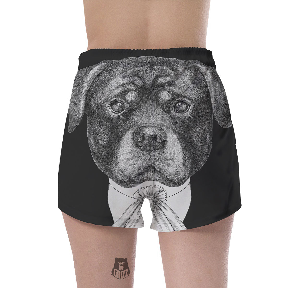 Portrait Rottweiler Vintage Print Women's Shorts-grizzshop