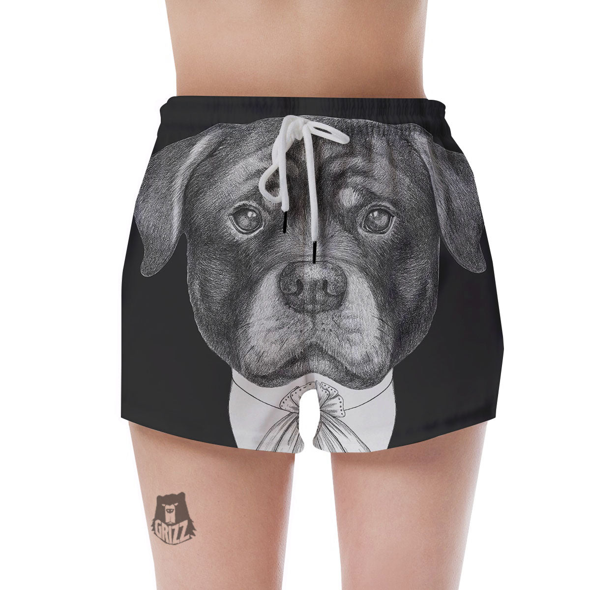 Portrait Rottweiler Vintage Print Women's Shorts-grizzshop