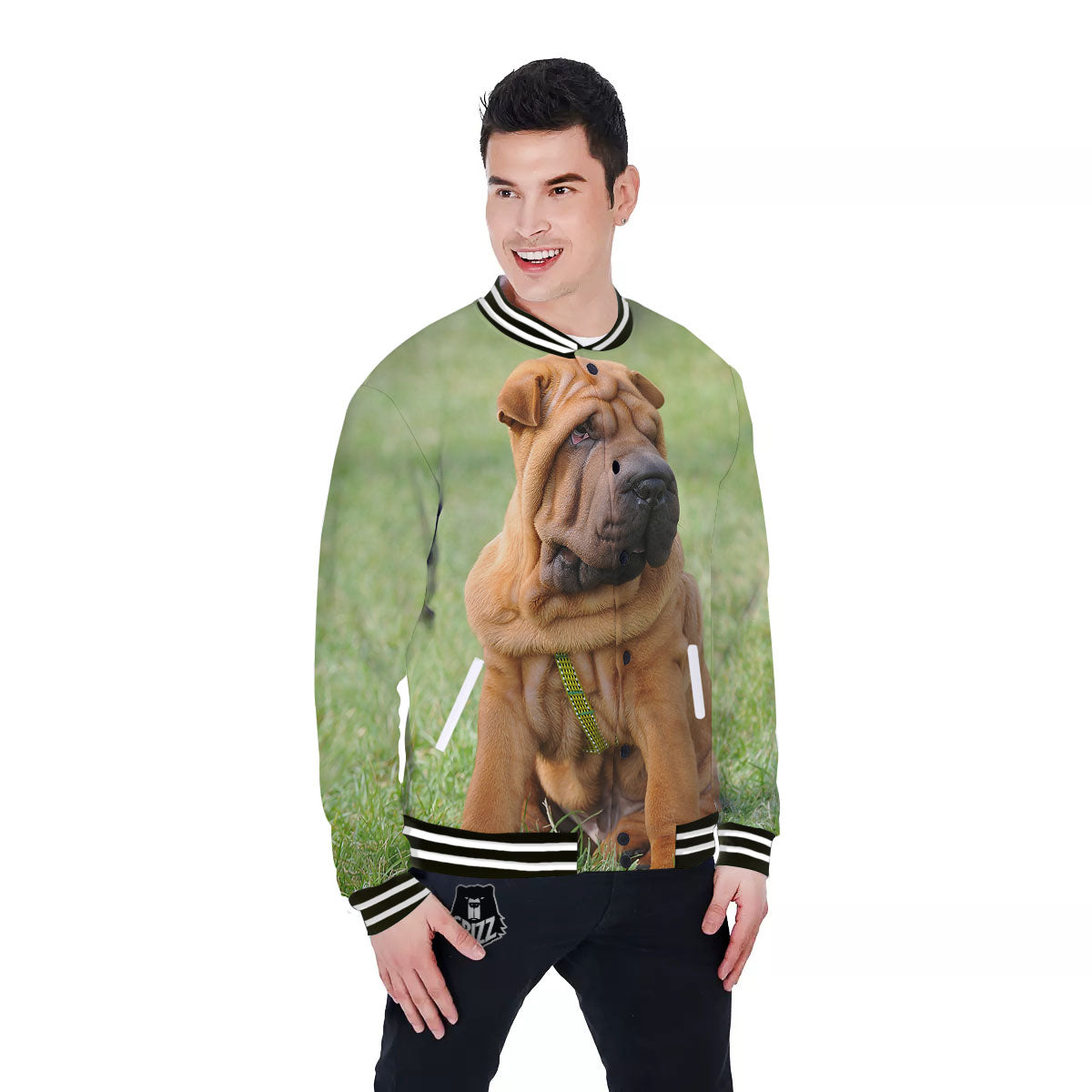 Portrait Shar Pei Print Baseball Jacket-grizzshop