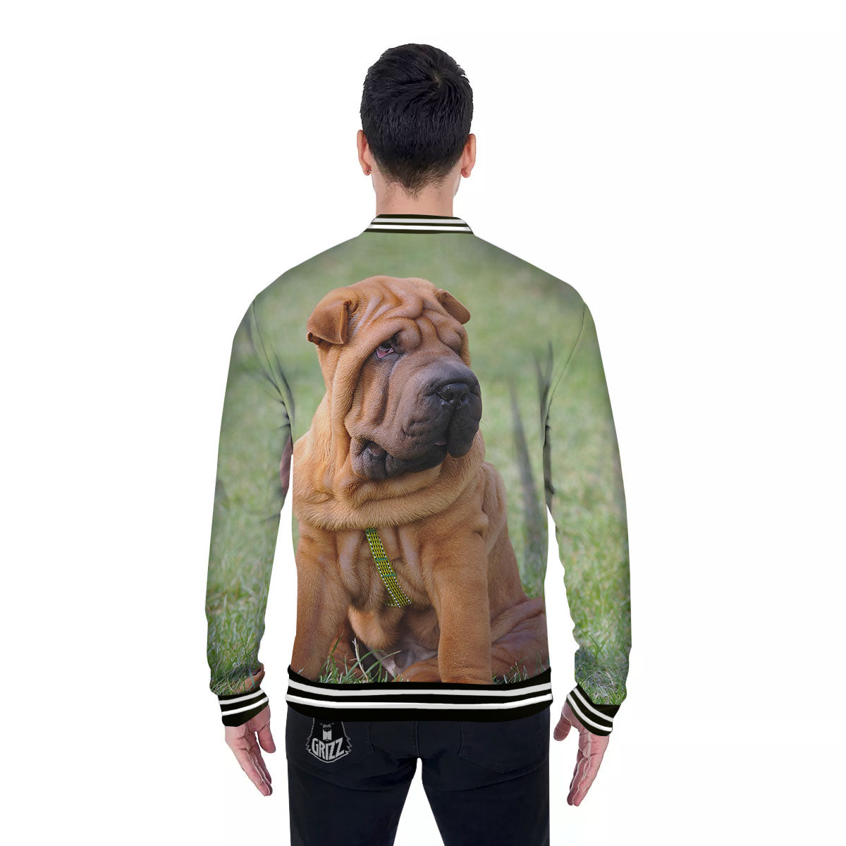 Portrait Shar Pei Print Baseball Jacket-grizzshop