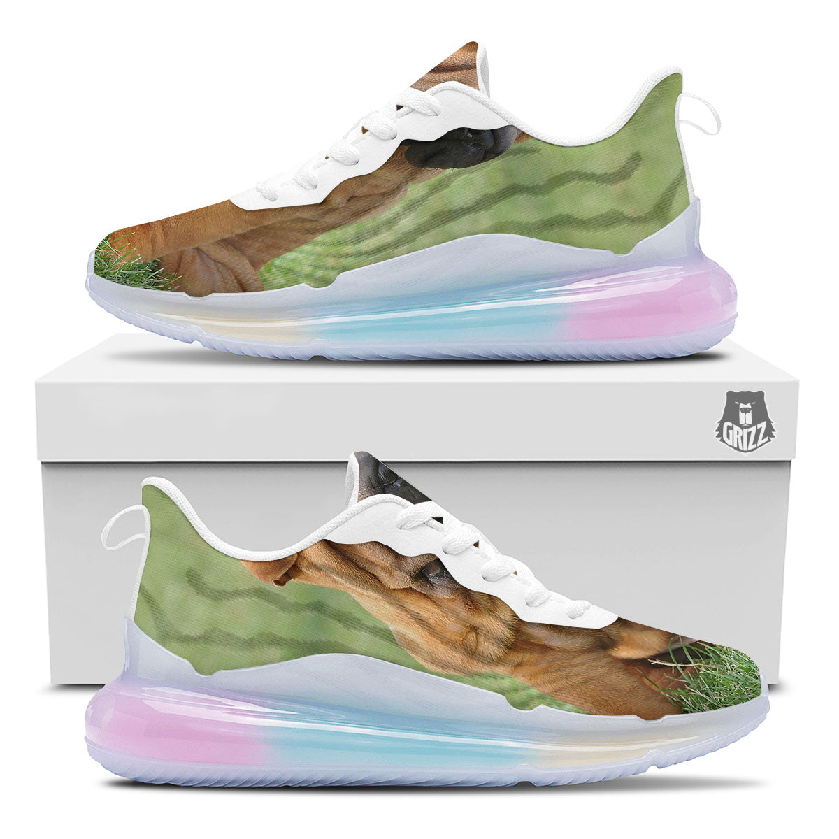 Portrait Shar Pei Print Running Sneakers-grizzshop