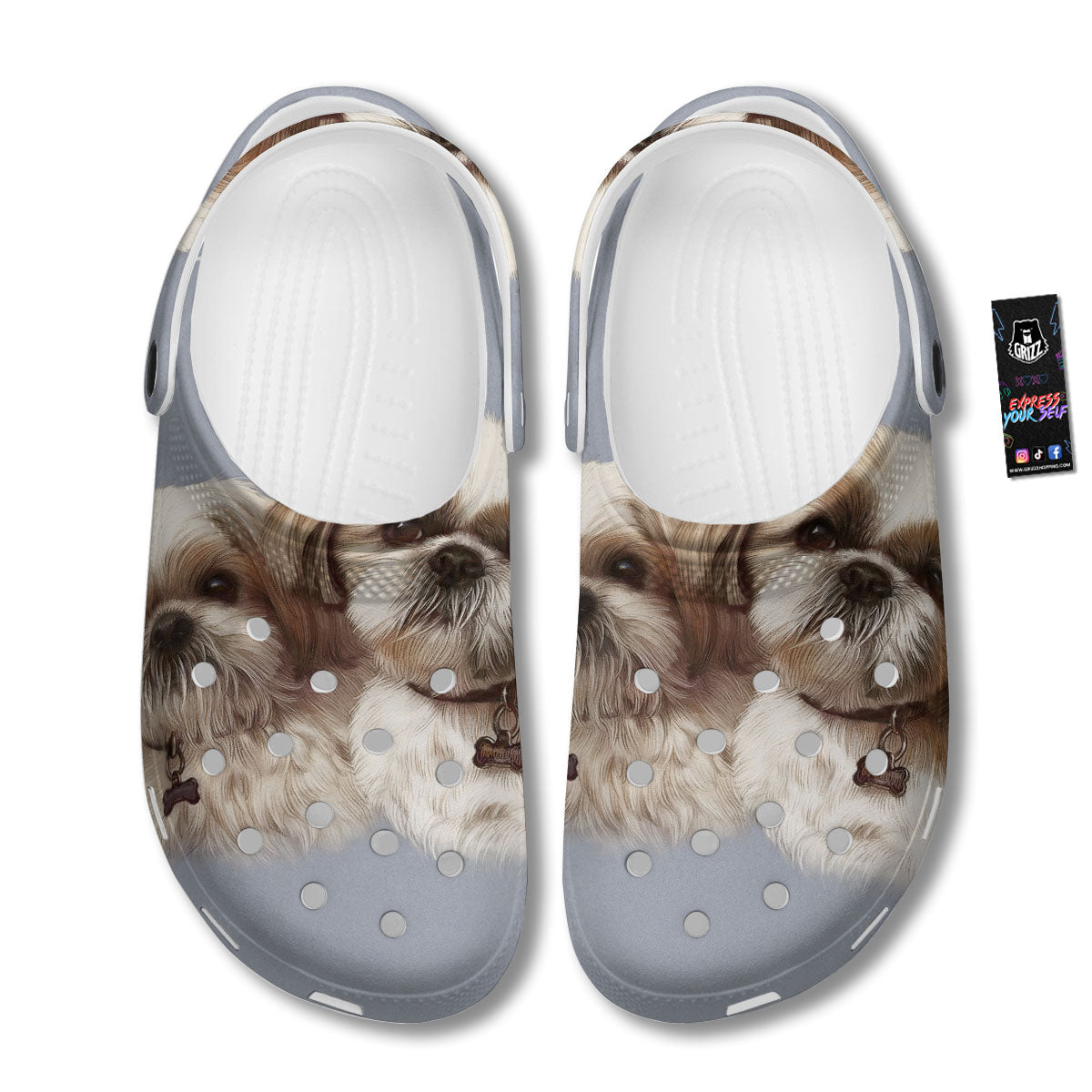 Portrait Shih Tzu Print Clog-grizzshop