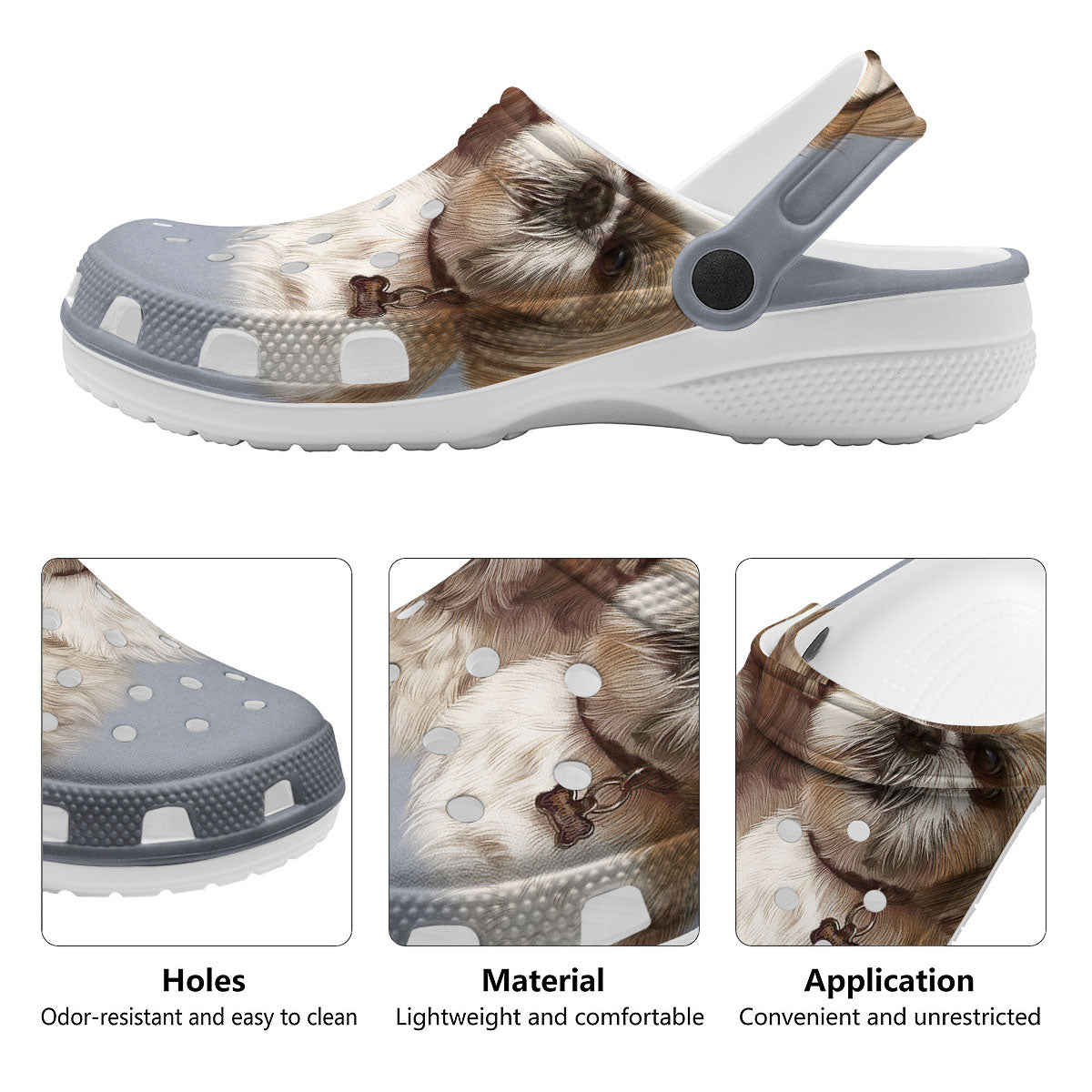 Portrait Shih Tzu Print Clog-grizzshop