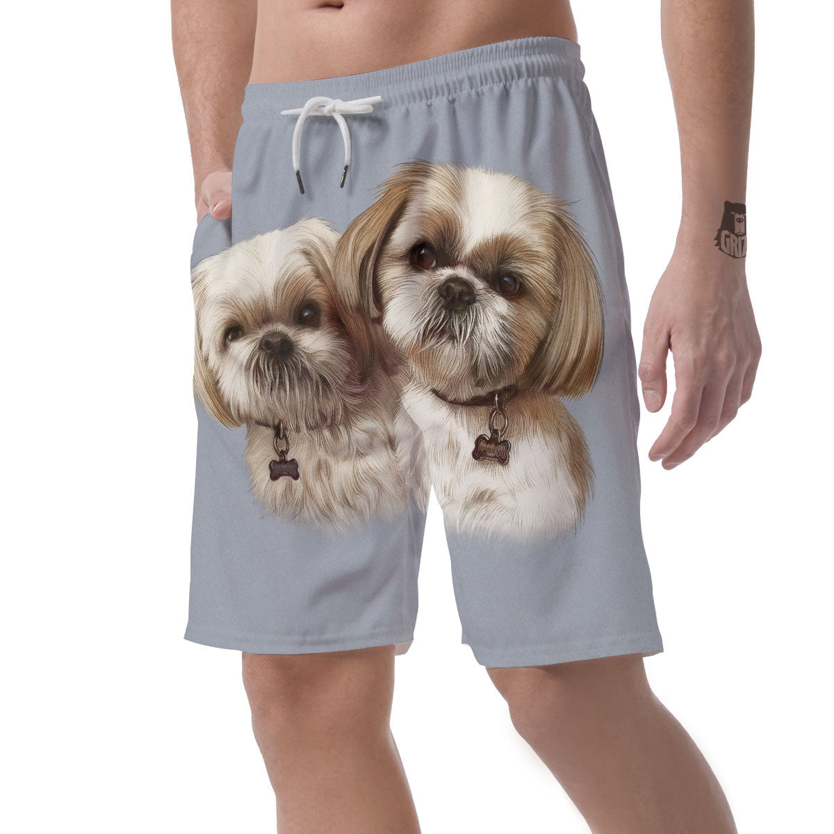 Portrait Shih Tzu Print Men's Shorts-grizzshop