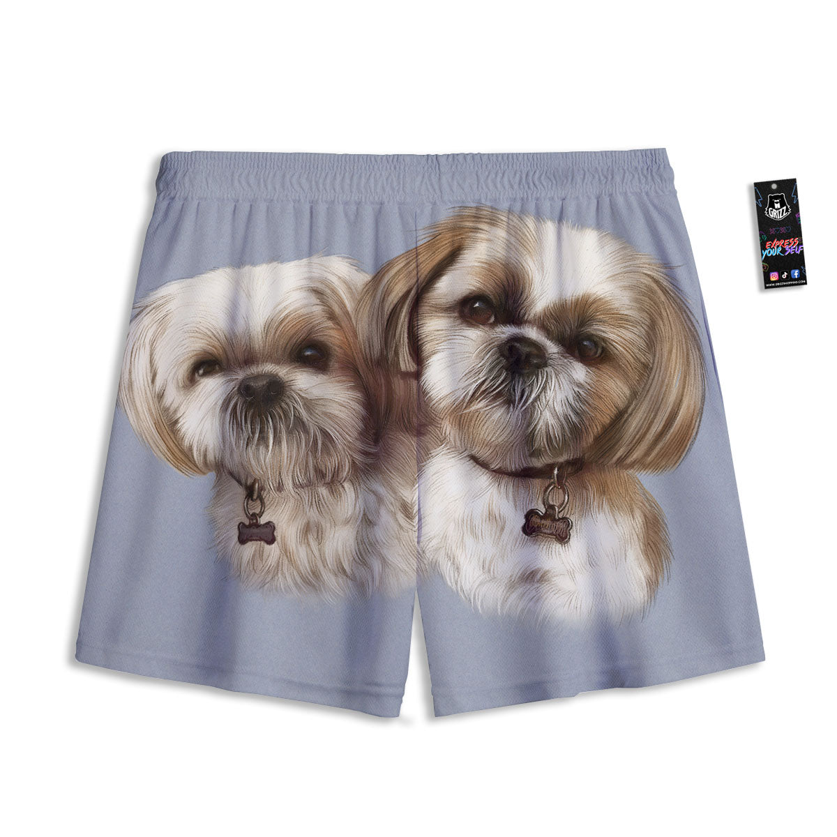 Portrait Shih Tzu Print Mesh Shorts