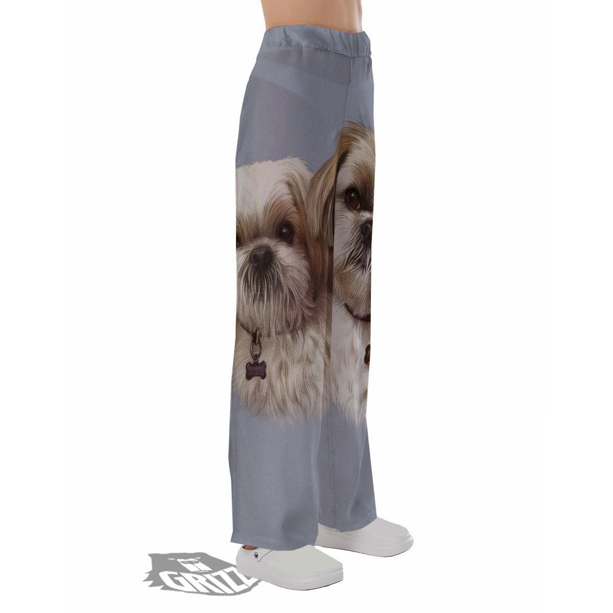 Portrait Shih Tzu Print Pajama Pants-grizzshop