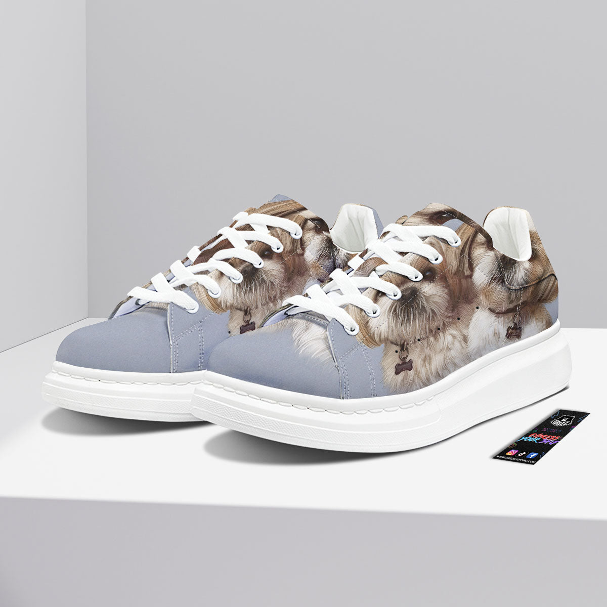 Portrait Shih Tzu Print Platform Shoes-grizzshop