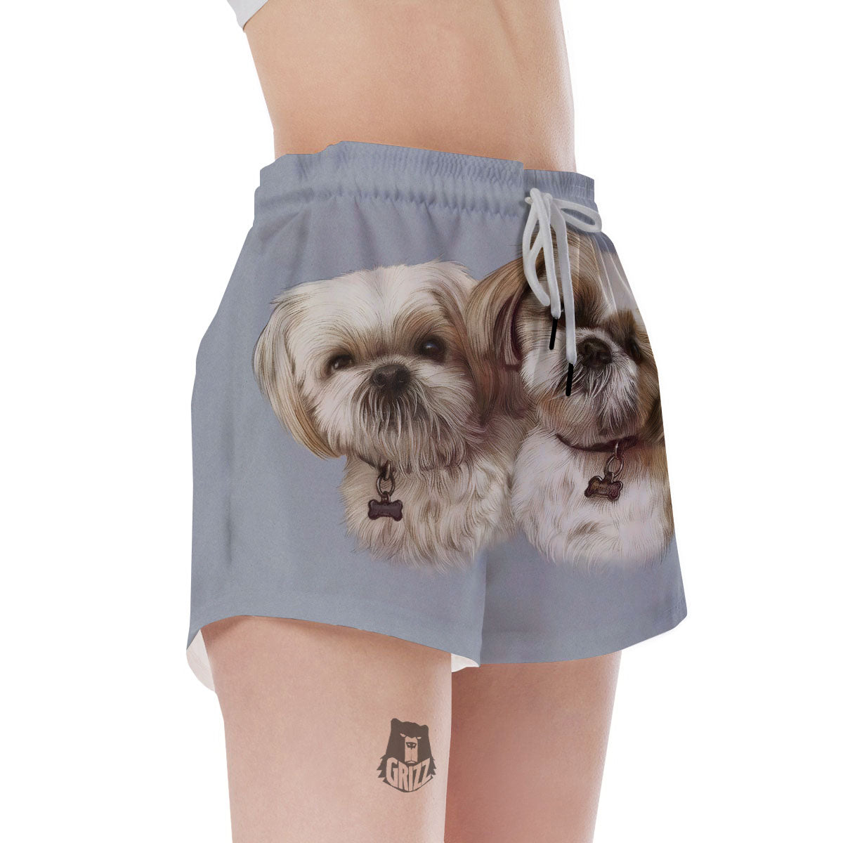 Portrait Shih Tzu Print Women's Shorts-grizzshop