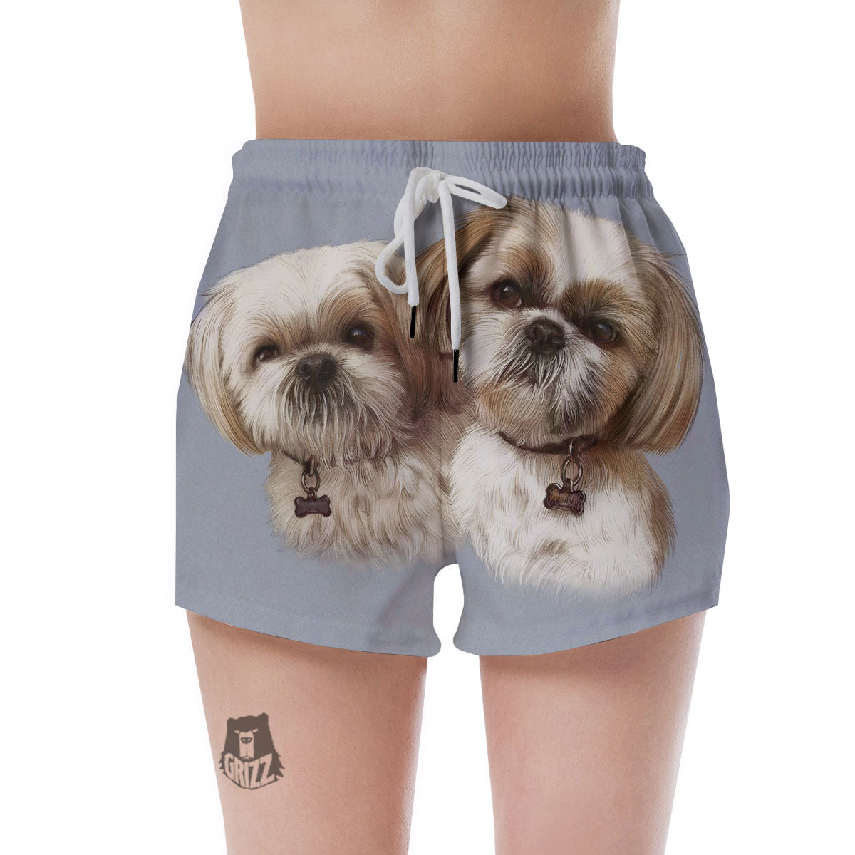 Portrait Shih Tzu Print Women's Shorts-grizzshop