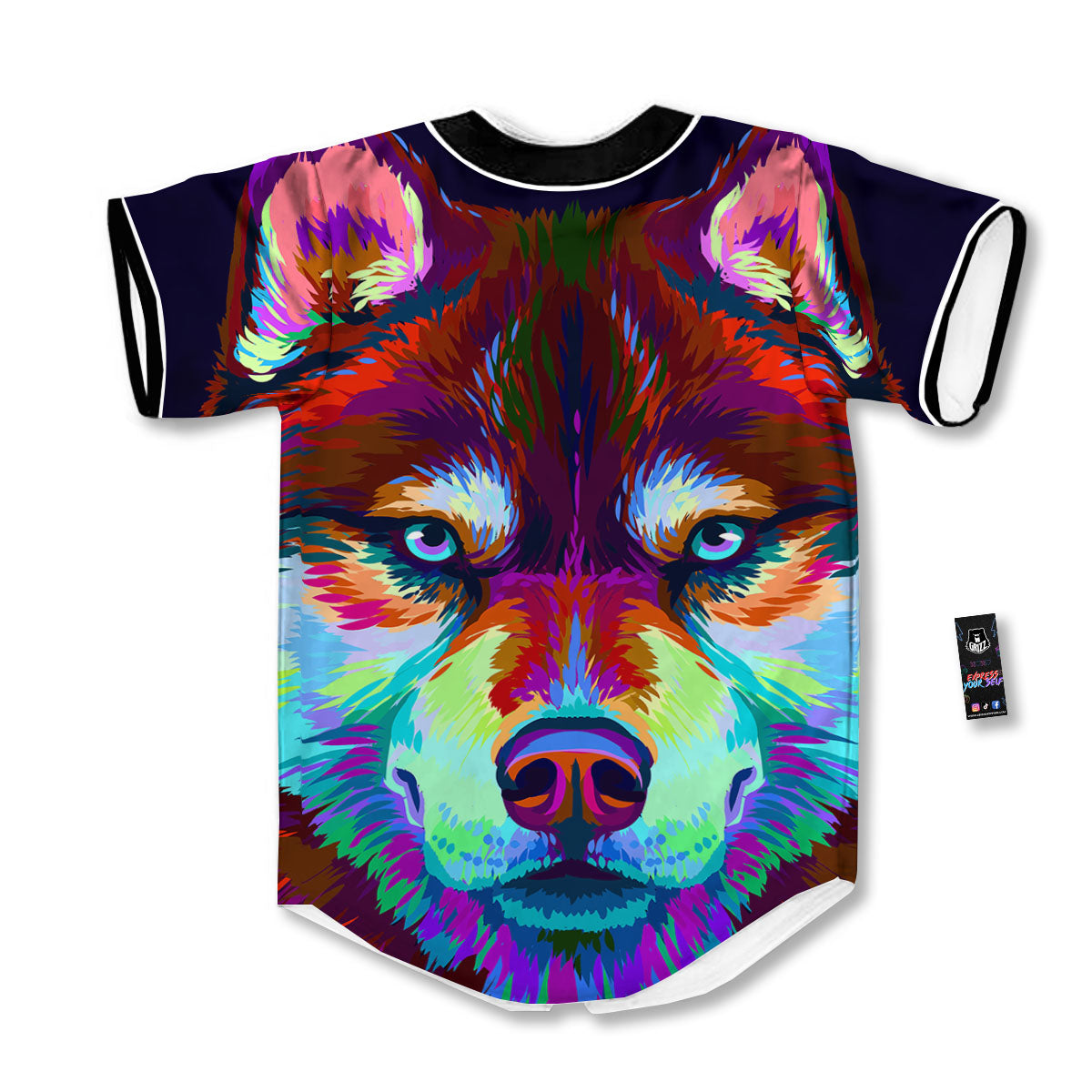 Portrait Siberian Husky Print Baseball Jersey-grizzshop