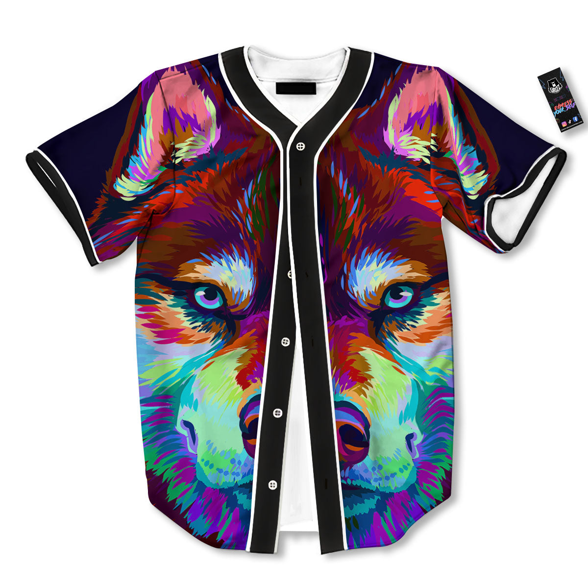 Portrait Siberian Husky Print Baseball Jersey-grizzshop