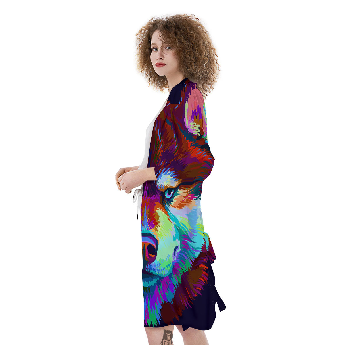 Portrait Siberian Husky Print Kimono-grizzshop