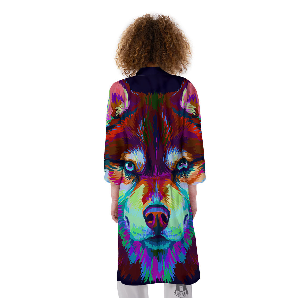 Portrait Siberian Husky Print Kimono-grizzshop