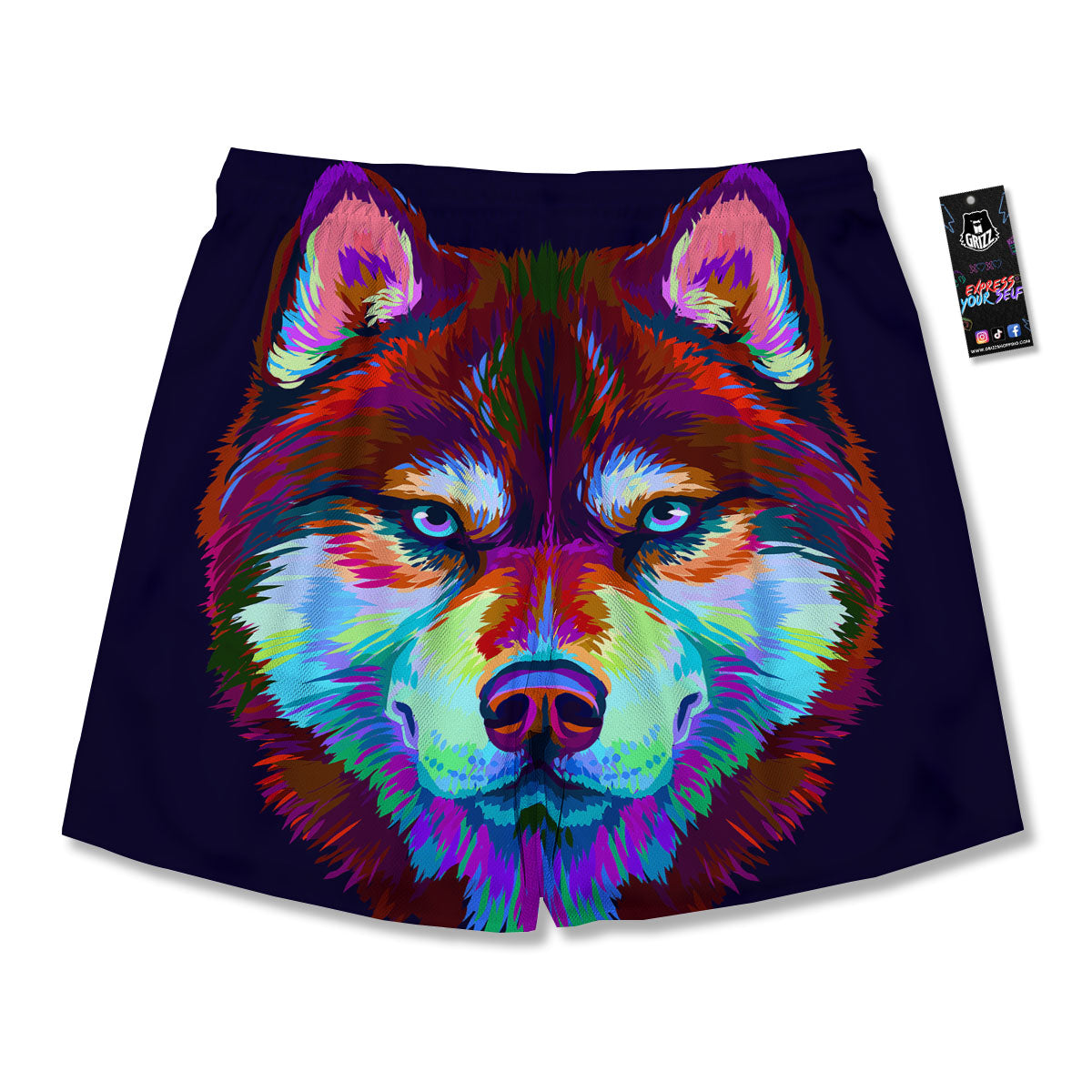 Portrait Siberian Husky Print Men's Running Shorts-grizzshop