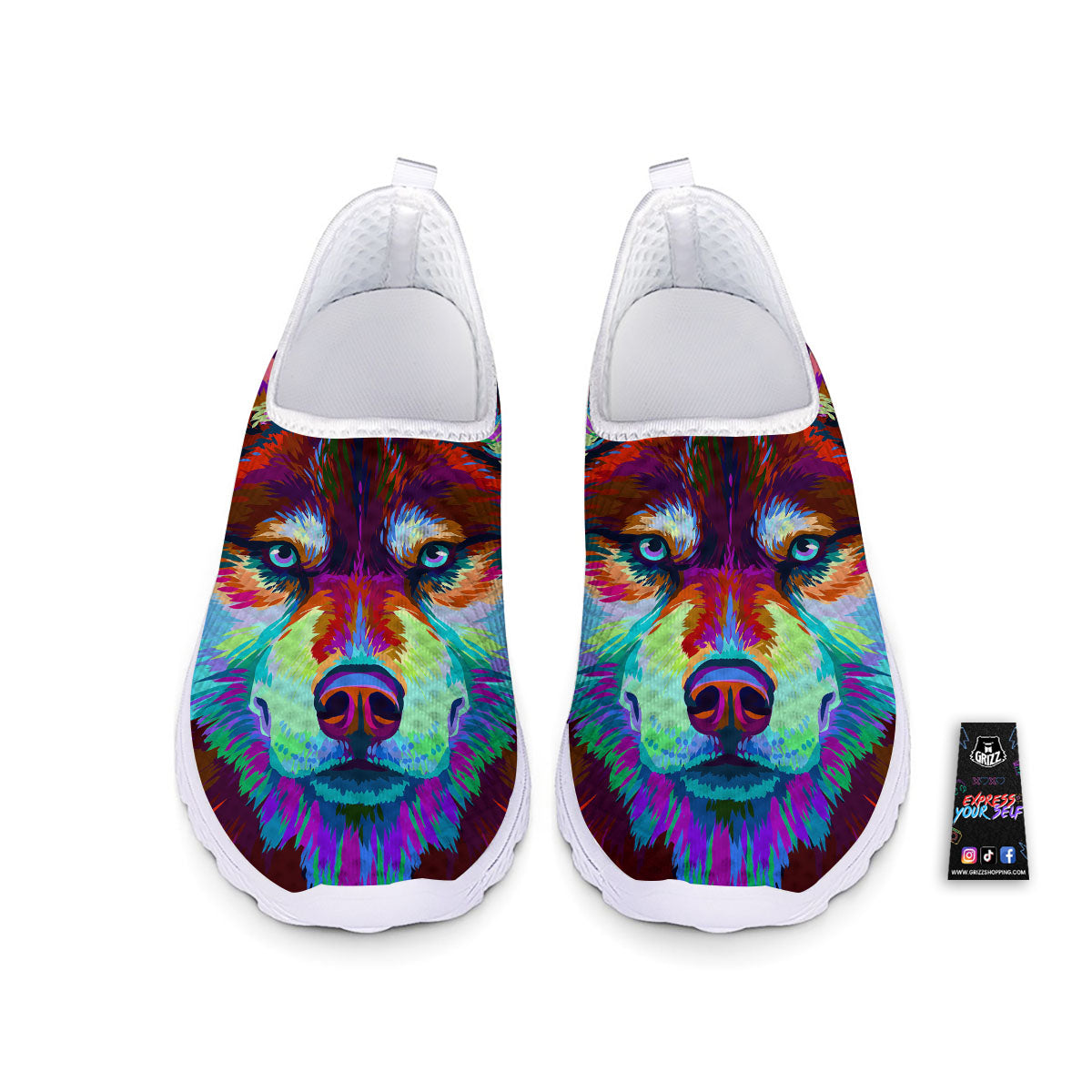 Portrait Siberian Husky Print Nurse Shoes-grizzshop