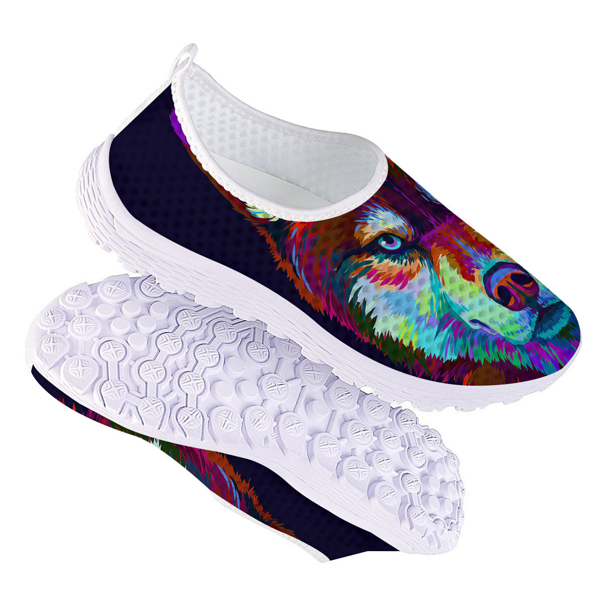 Portrait Siberian Husky Print Nurse Shoes-grizzshop