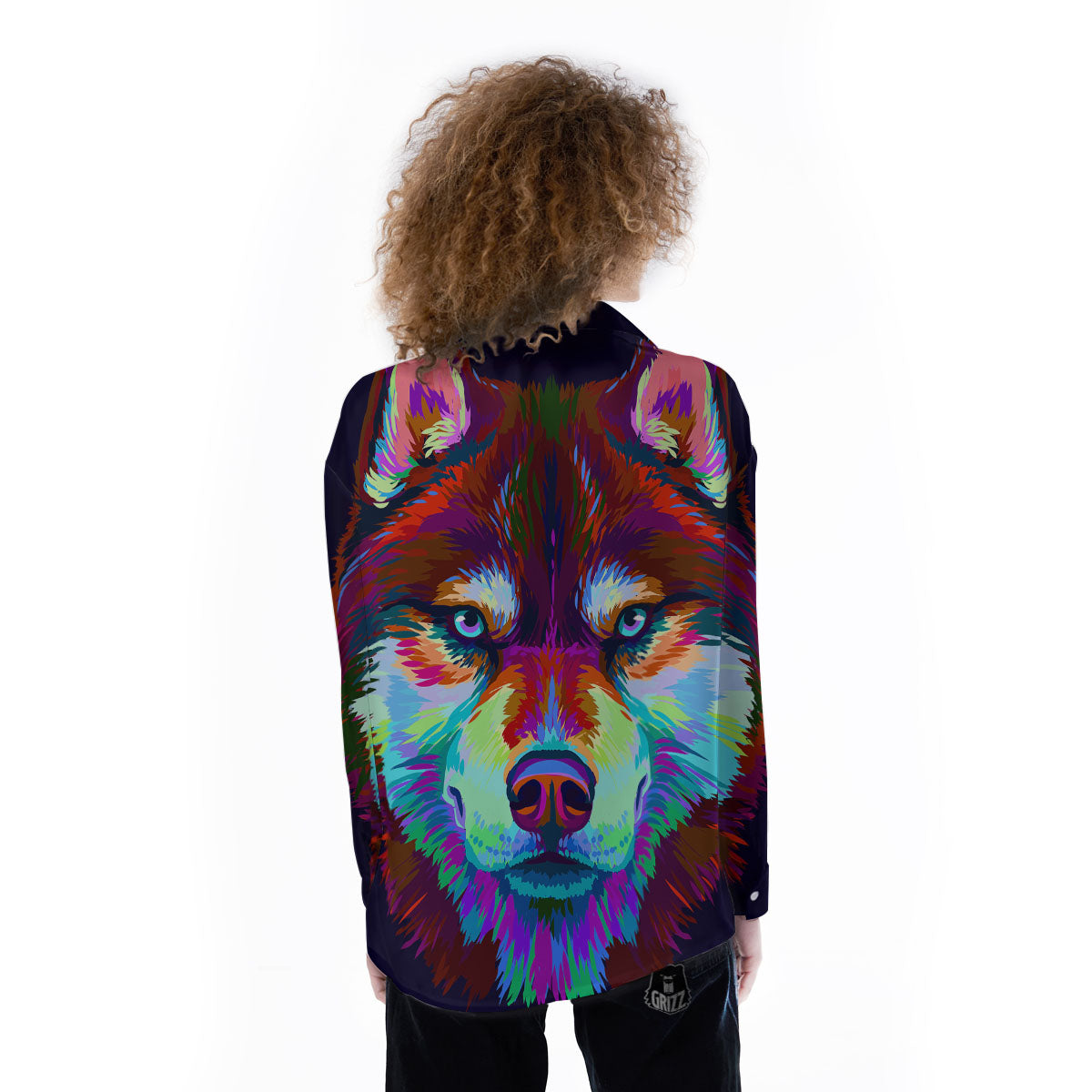 Portrait Siberian Husky Print Women's Long Sleeve Shirts-grizzshop