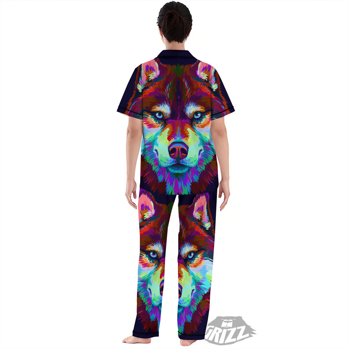 Portrait Siberian Husky Print Women's Pajamas Set-grizzshop