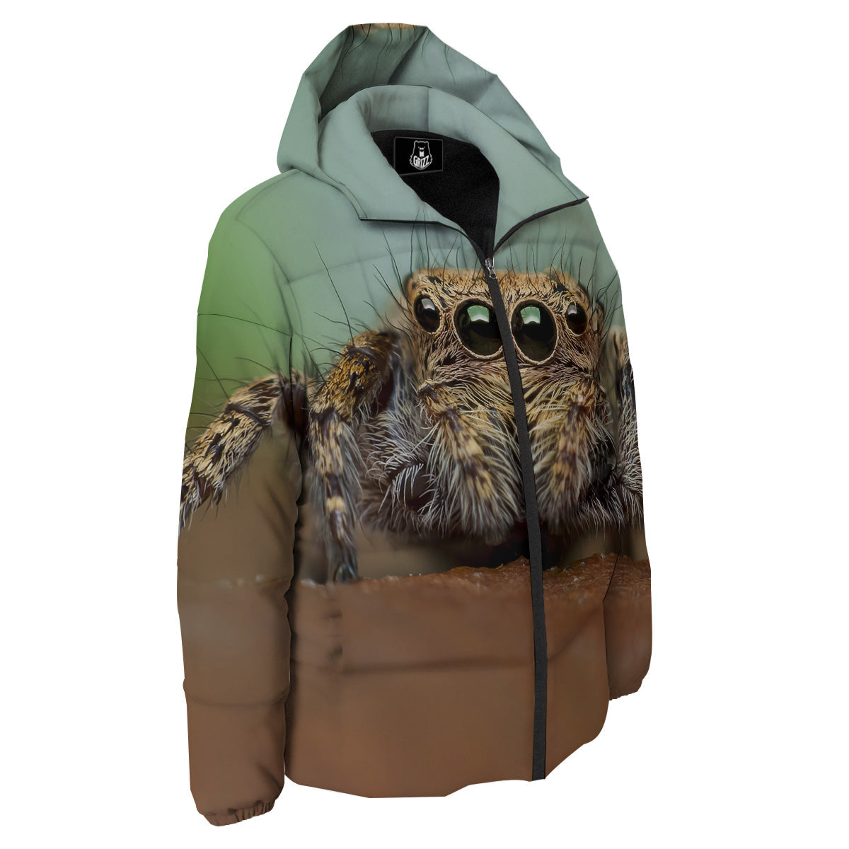Portrait Spider Print Down Jacket-grizzshop