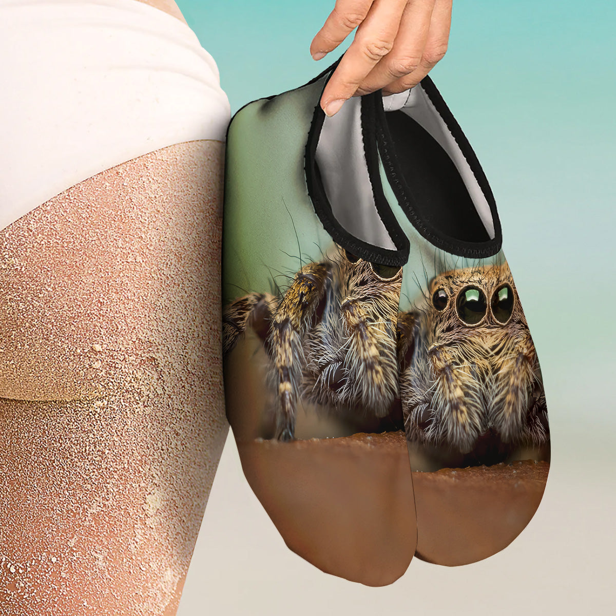 Portrait Spider Print Water Shoes-grizzshop