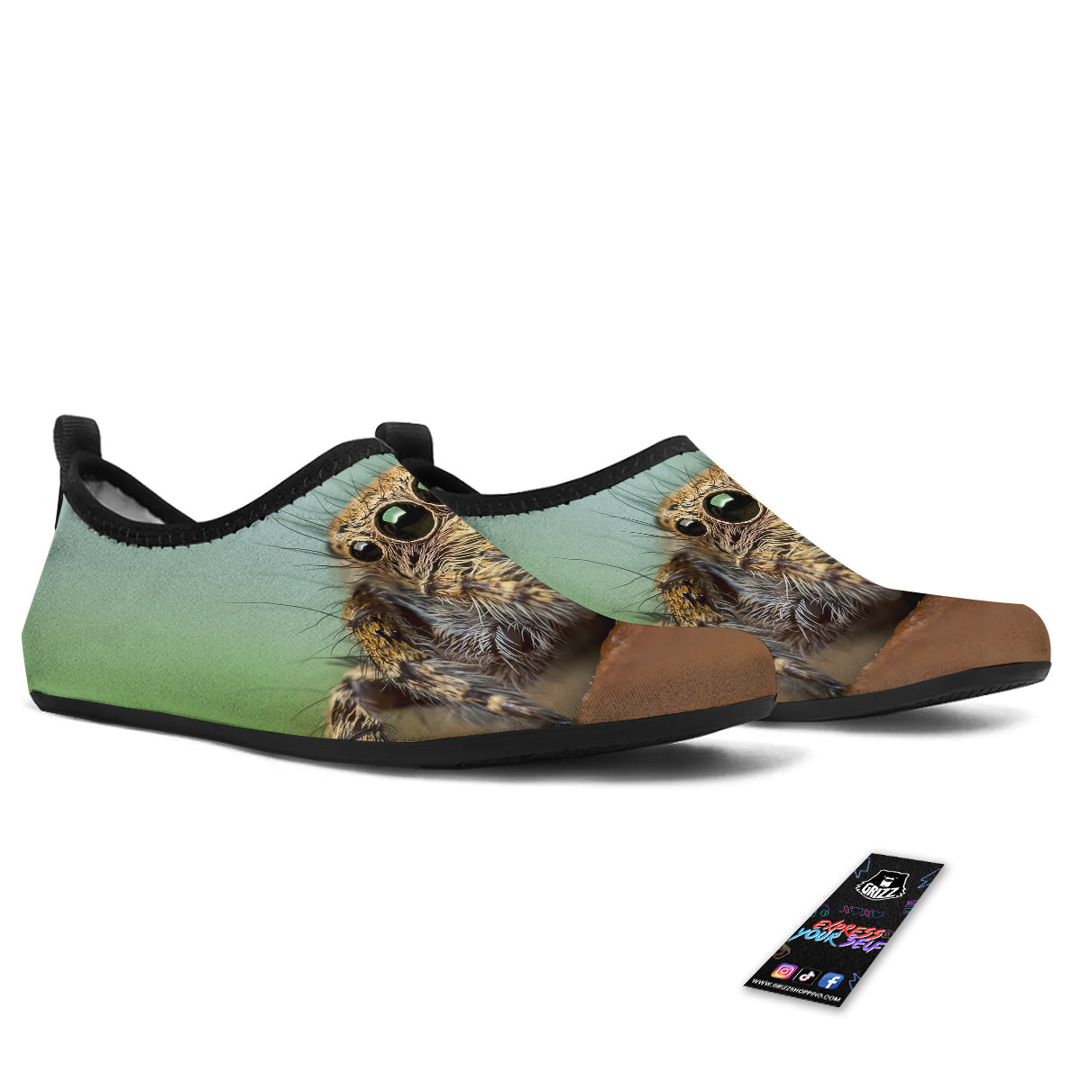 Portrait Spider Print Water Shoes-grizzshop