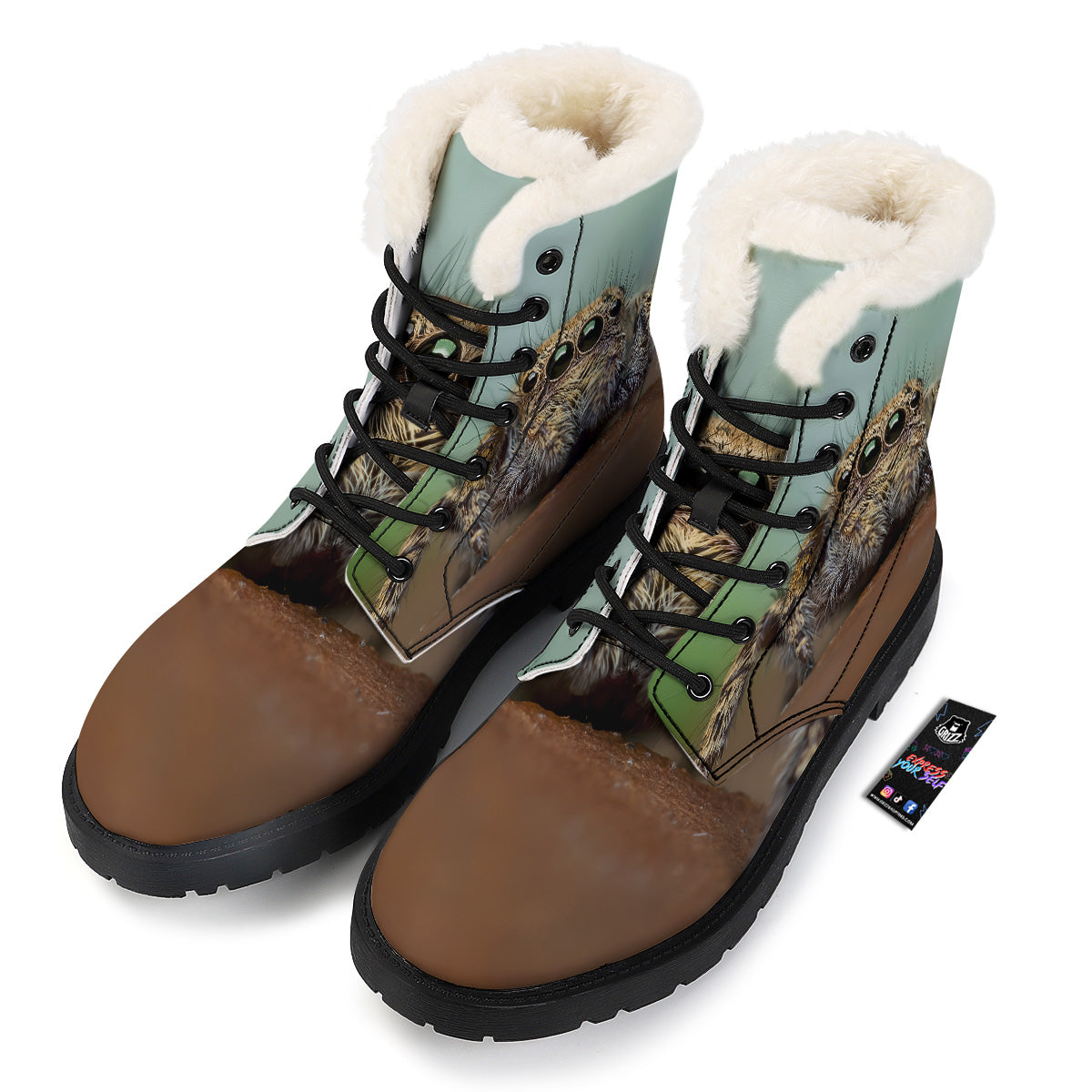 Portrait Spider Print Winter Boots-grizzshop