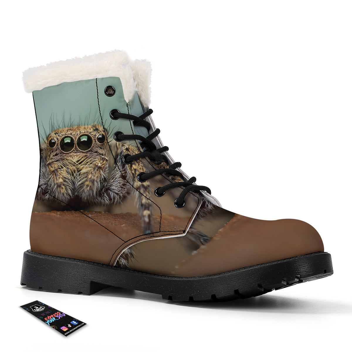 Portrait Spider Print Winter Boots-grizzshop