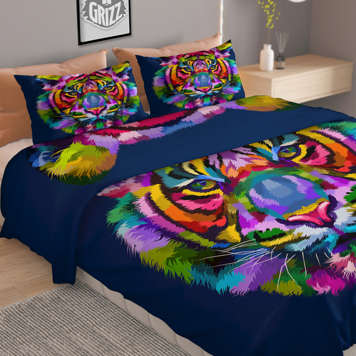 Pineapple Grey Watercolor Print Pattern Duvet Cover Bedding Set