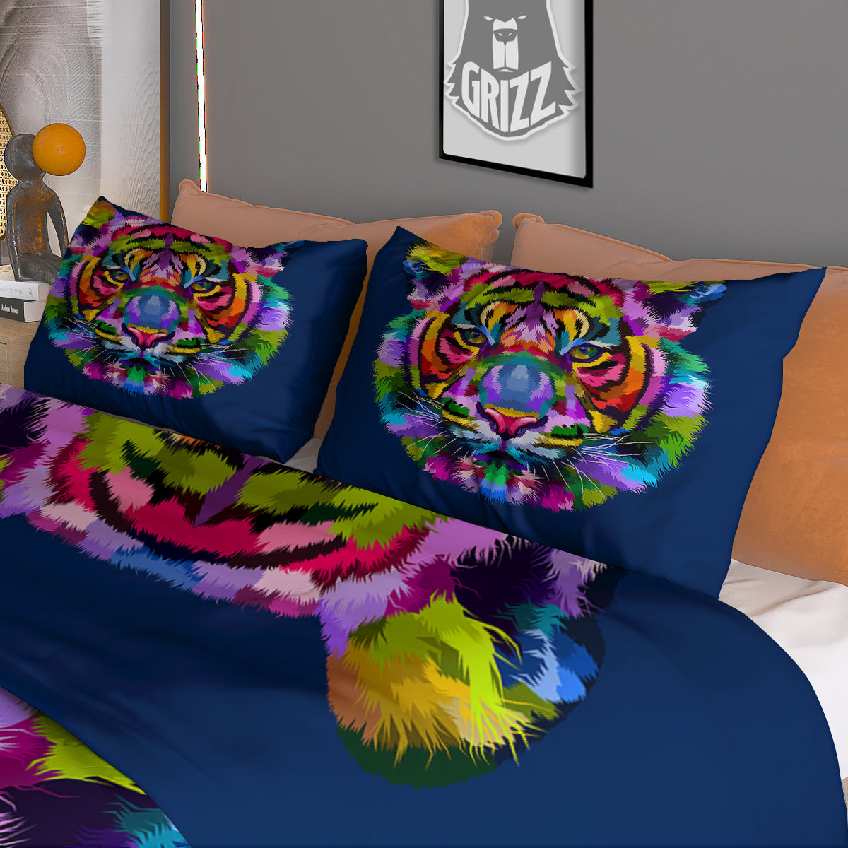 Pineapple Grey Watercolor Print Pattern Duvet Cover Bedding Set