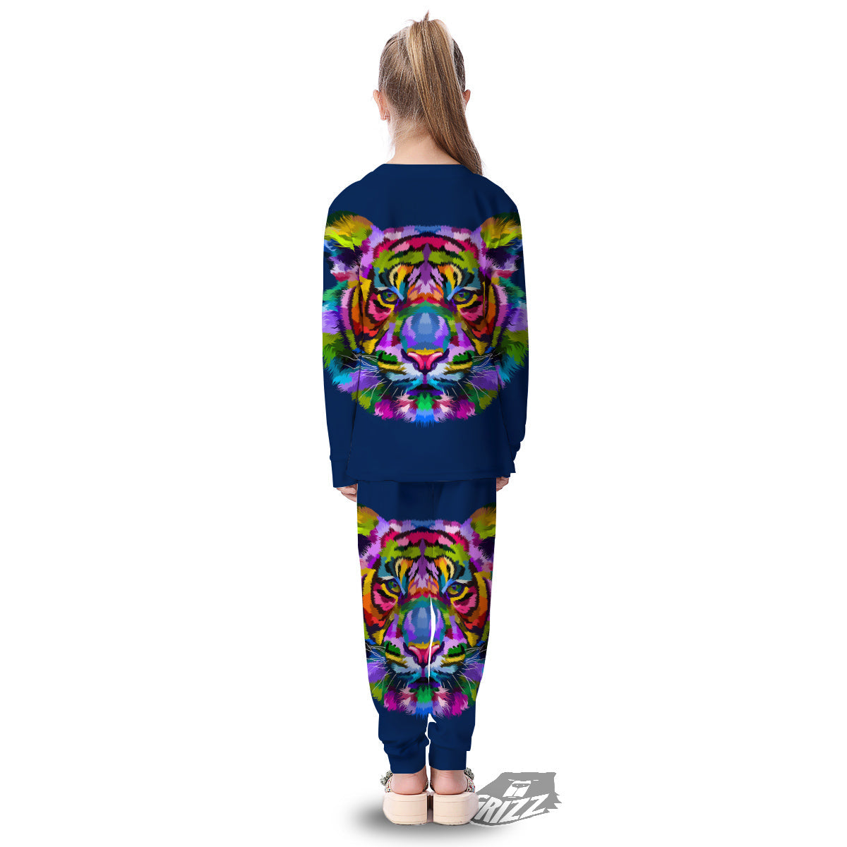 Portrait Tiger Colorful Print Kid's Pajamas-grizzshop