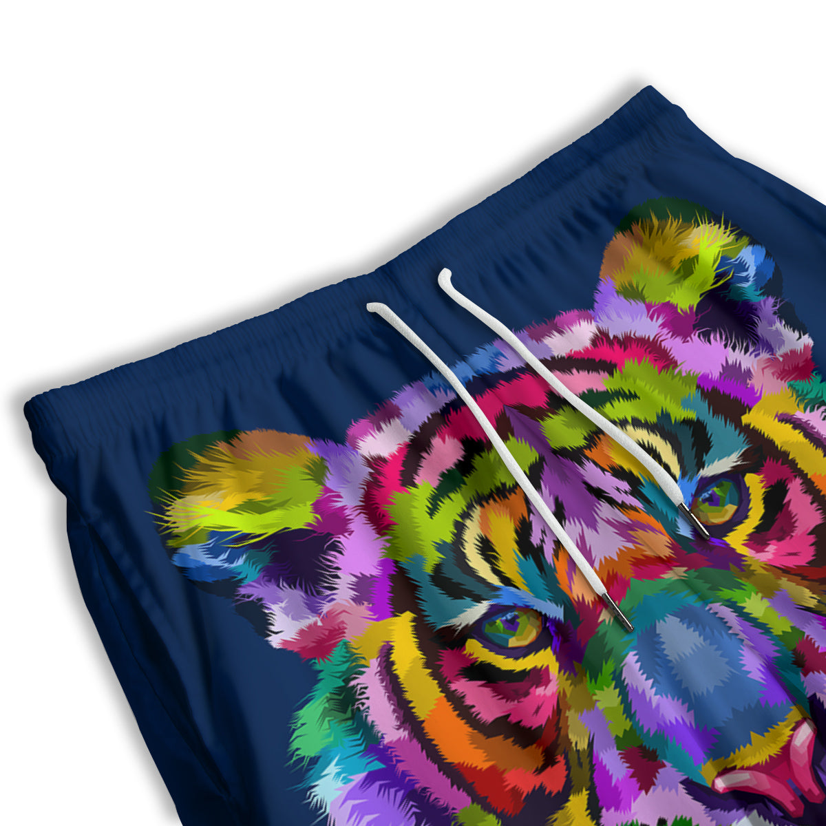 Portrait Tiger Colorful Print Men's Athletic Shorts
