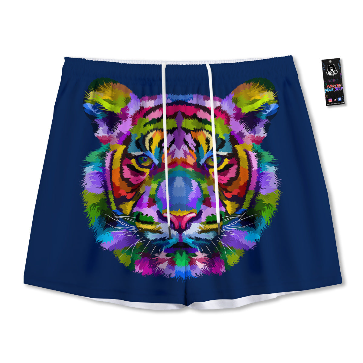 Pineapple Grey Watercolor Print Pattern Mesh Shorts