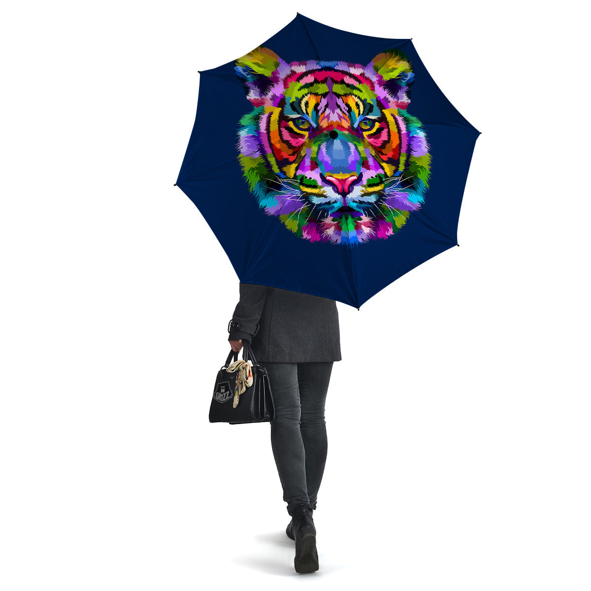 Portrait Tiger Colorful Print Umbrella-grizzshop