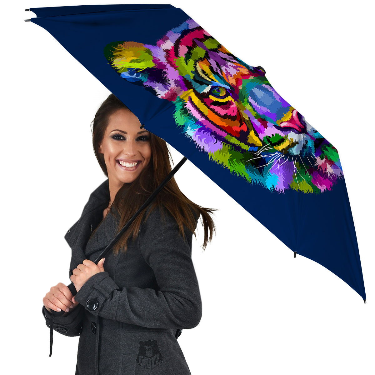 Portrait Tiger Colorful Print Umbrella-grizzshop