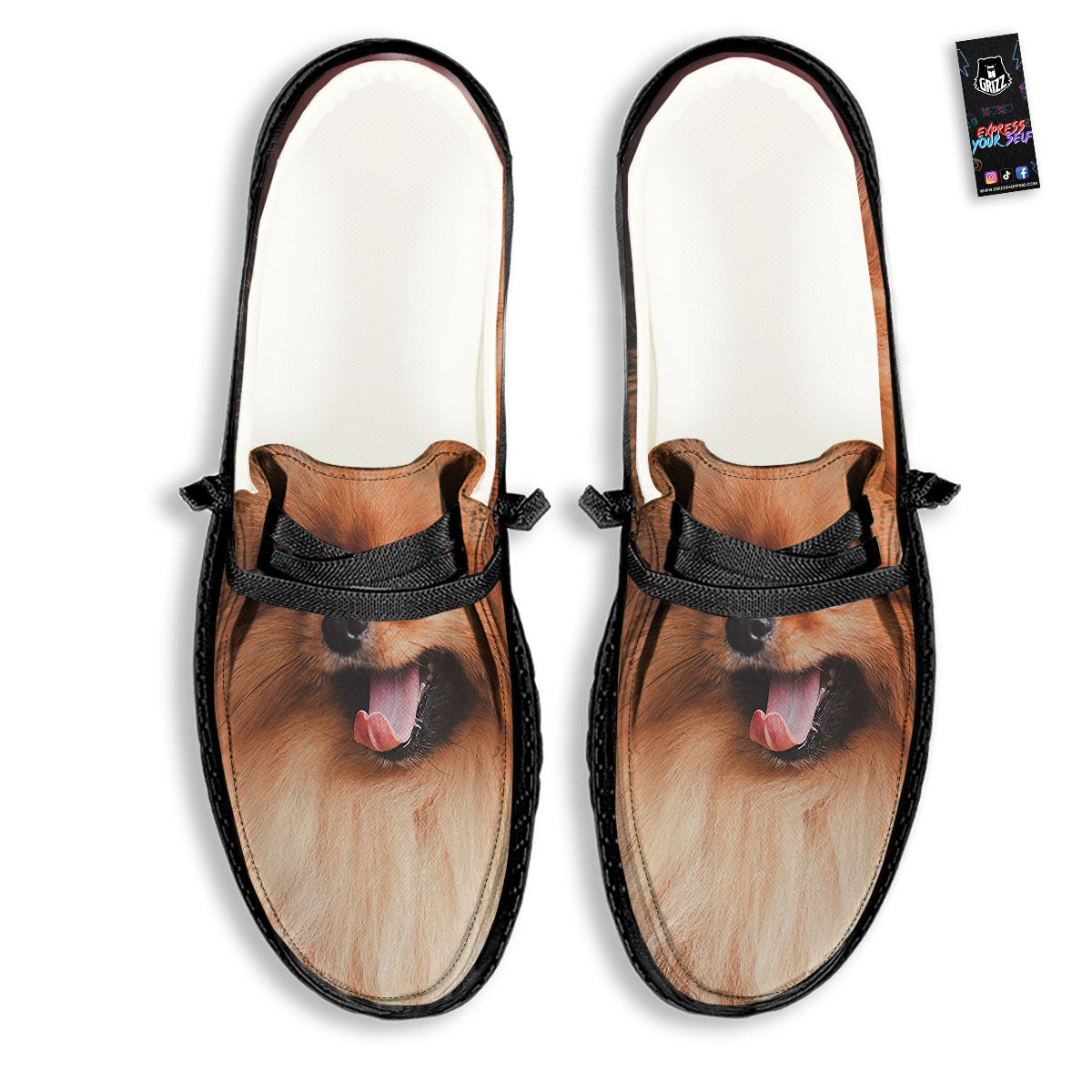 Portrait Vintage Pomeranian Black Loafers-grizzshop